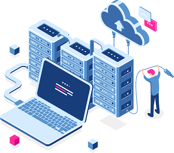 Servers connected to cloud illustration